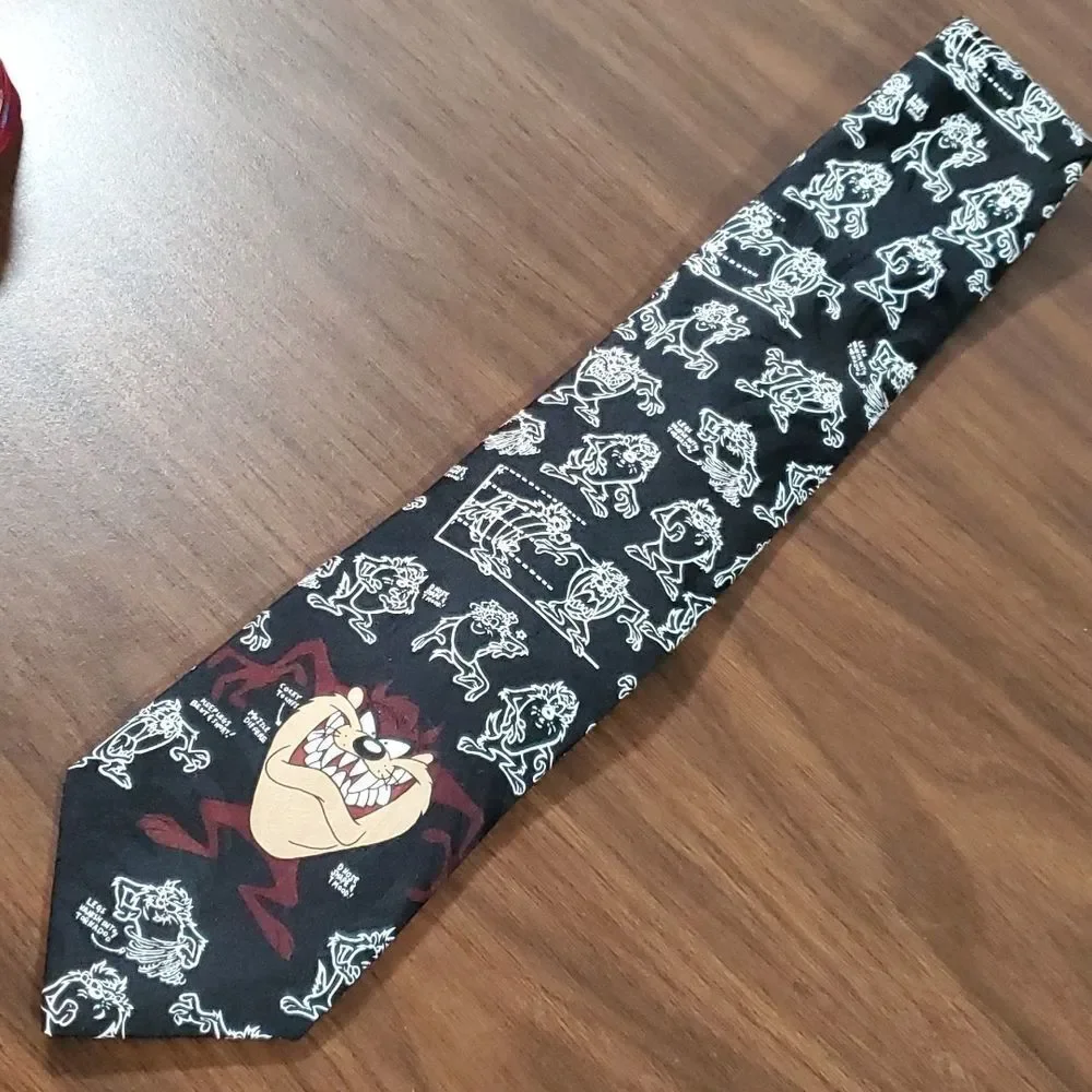 Vintage 1996 Looney Tunes Mania Taz & Taz‎ Blueprints Tie